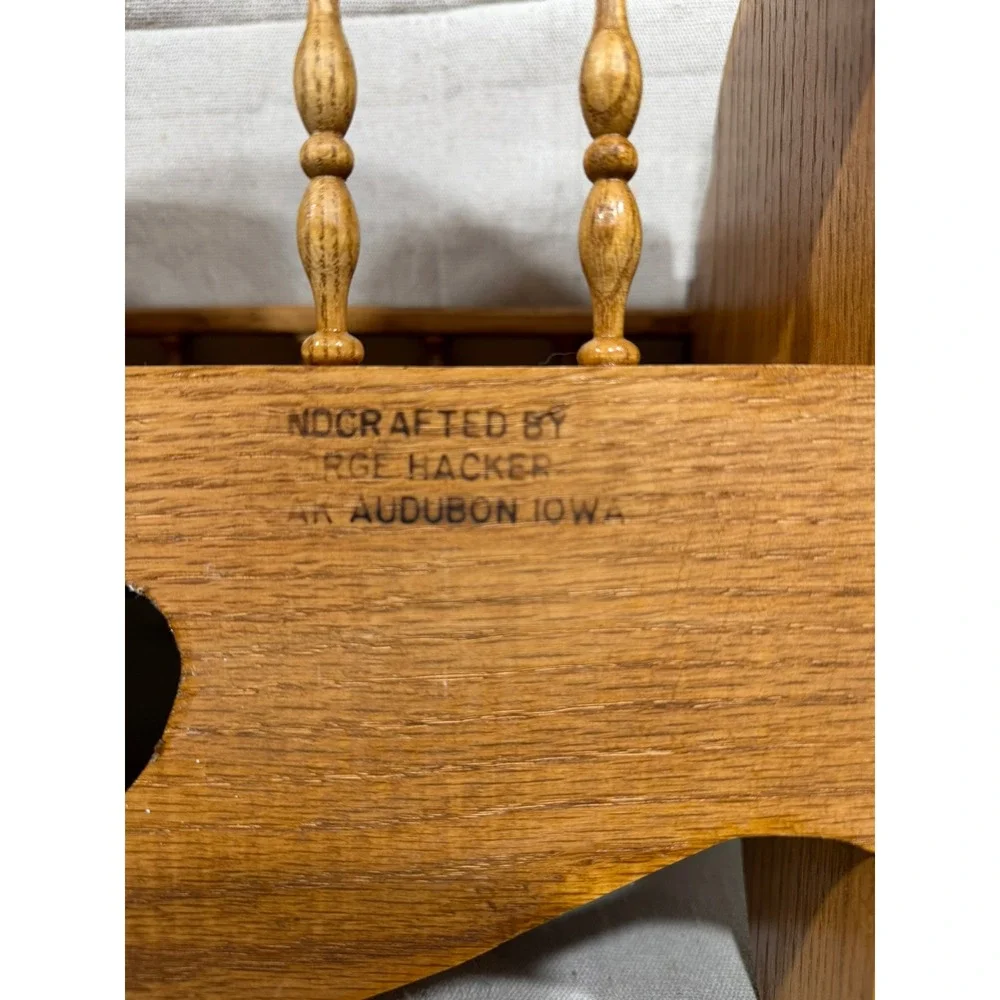 George Hacker Handcrafted Oak Wood Wall Shelf Heart Cutout Spindle 34x17x7.5